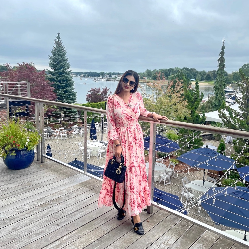 Floral flowy tiered maxi dress